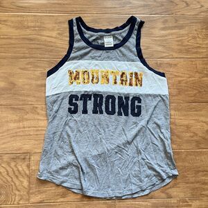 PINK Victoria's Secret Tank Top Size S Mountain Strong Gray Gold Sequin
